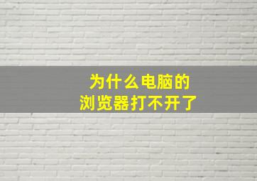 为什么电脑的浏览器打不开了