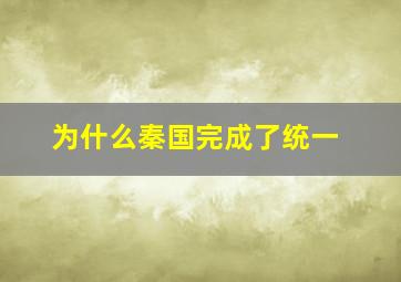 为什么秦国完成了统一