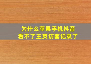 为什么苹果手机抖音看不了主页访客记录了