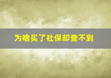 为啥买了社保却查不到