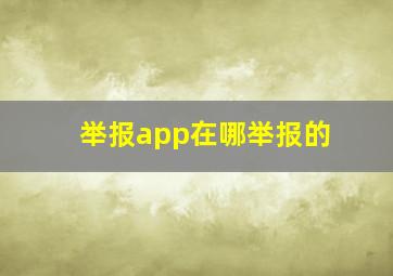 举报app在哪举报的