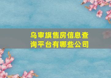 乌审旗售房信息查询平台有哪些公司