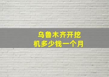 乌鲁木齐开挖机多少钱一个月