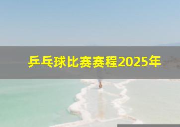 乒乓球比赛赛程2025年