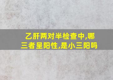 乙肝两对半检查中,哪三者呈阳性,是小三阳吗