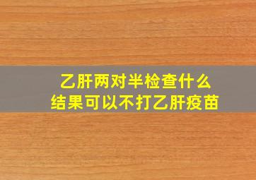 乙肝两对半检查什么结果可以不打乙肝疫苗