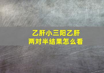 乙肝小三阳乙肝两对半结果怎么看