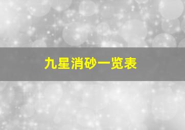 九星消砂一览表