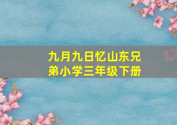 九月九日忆山东兄弟小学三年级下册