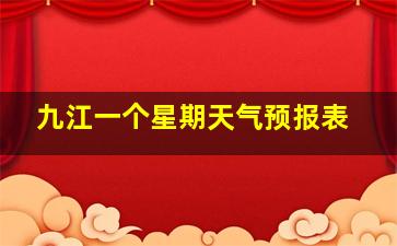 九江一个星期天气预报表