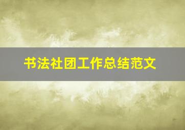 书法社团工作总结范文