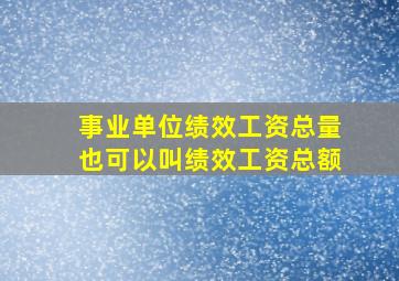 事业单位绩效工资总量也可以叫绩效工资总额