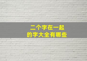 二个字在一起的字大全有哪些