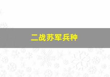 二战苏军兵种