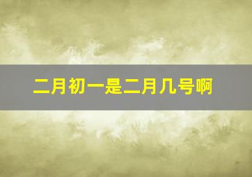 二月初一是二月几号啊