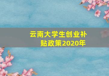 云南大学生创业补贴政策2020年