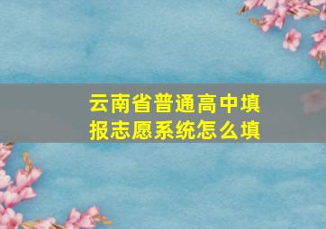 云南省普通高中填报志愿系统怎么填