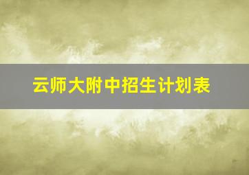 云师大附中招生计划表