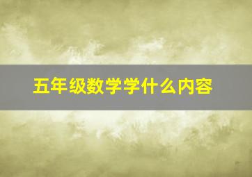 五年级数学学什么内容