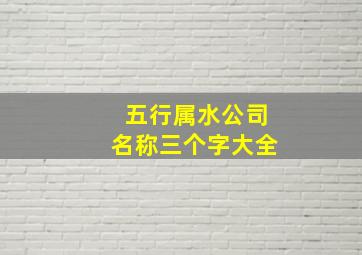 五行属水公司名称三个字大全