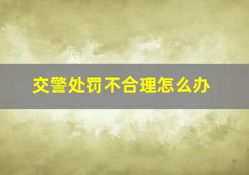 交警处罚不合理怎么办