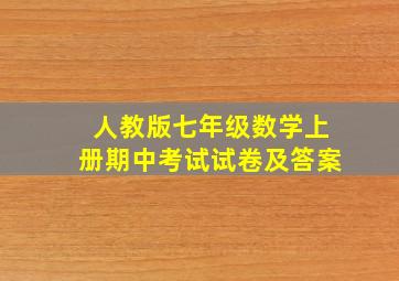 人教版七年级数学上册期中考试试卷及答案