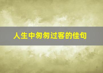 人生中匆匆过客的佳句