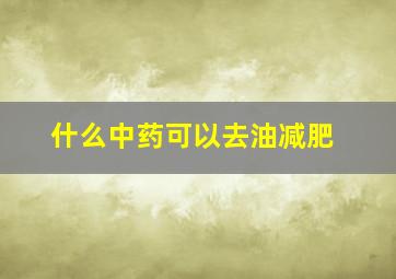 什么中药可以去油减肥