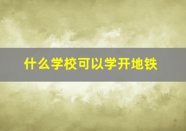 什么学校可以学开地铁