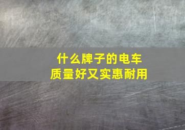 什么牌子的电车质量好又实惠耐用