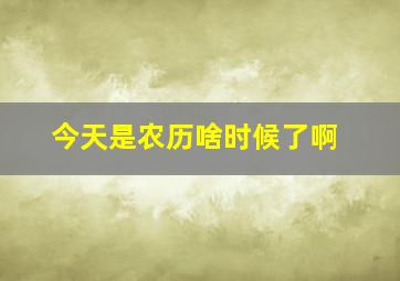 今天是农历啥时候了啊