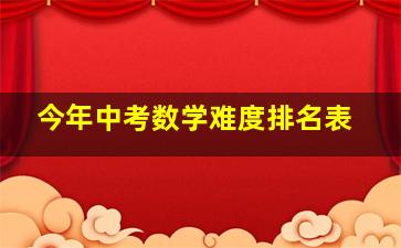 今年中考数学难度排名表