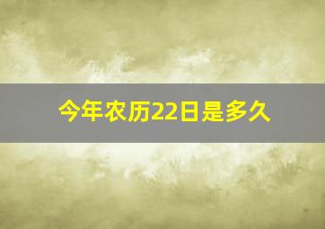 今年农历22日是多久