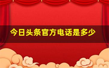 今日头条官方电话是多少