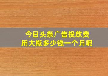 今日头条广告投放费用大概多少钱一个月呢