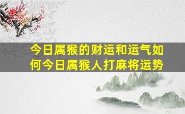 今日属猴的财运和运气如何今日属猴人打麻将运势