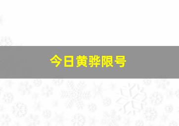 今日黄骅限号