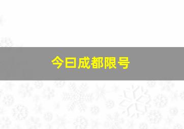 今曰成都限号