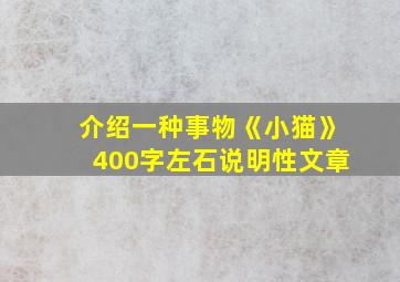 介绍一种事物《小猫》400字左石说明性文章