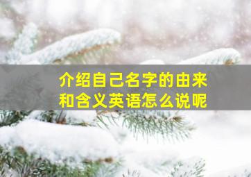 介绍自己名字的由来和含义英语怎么说呢