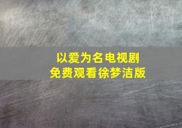 以爱为名电视剧免费观看徐梦洁版