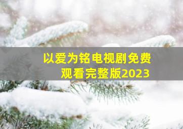 以爱为铭电视剧免费观看完整版2023