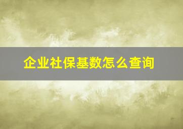 企业社保基数怎么查询