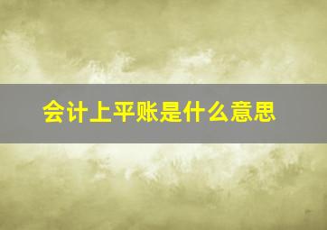 会计上平账是什么意思