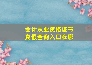 会计从业资格证书真假查询入口在哪