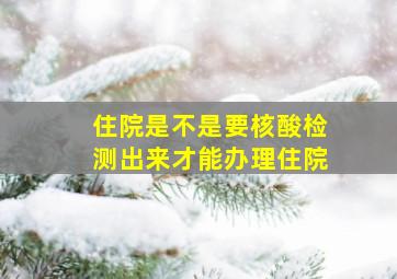 住院是不是要核酸检测出来才能办理住院