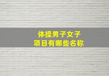 体操男子女子项目有哪些名称