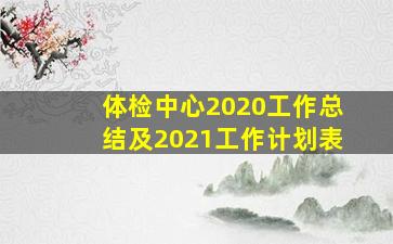 体检中心2020工作总结及2021工作计划表