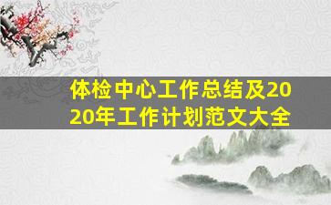 体检中心工作总结及2020年工作计划范文大全