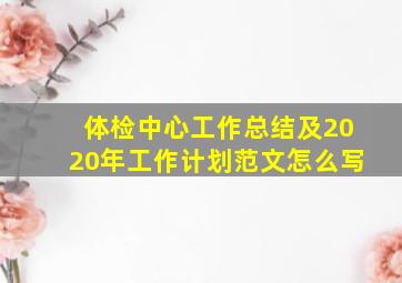 体检中心工作总结及2020年工作计划范文怎么写